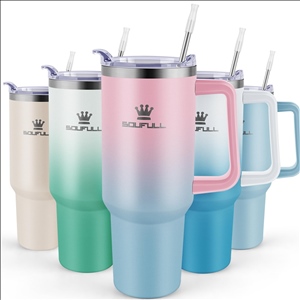 40oz Tumbler with Handle and Straw Lid, 100% Leak-proof Travel Coffee Mug, Stainless Steel Insulate